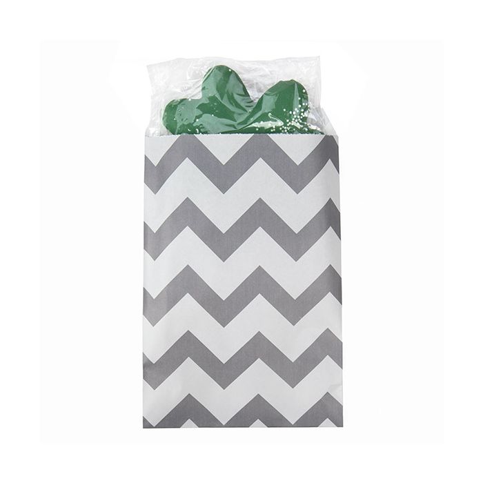 Sac Papier Blanc avec Chevron Gris 12,7x20,3cm (100 pièces) [GPB58CS]