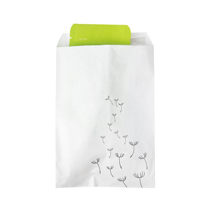 Sac Papier Blanc avec Pissenlits Gris 12,7x20,3cm (100 pièces) [GPB58D]