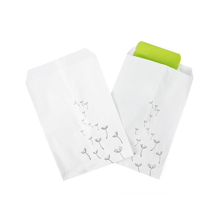 Sac Papier Blanc avec Pissenlits Gris 12,7x20,3cm (100 pièces) [GPB58D]