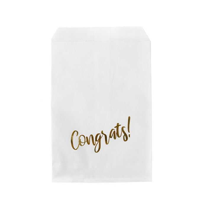 Paper Bags White with Gold Congrats 12,7x20,3 cm