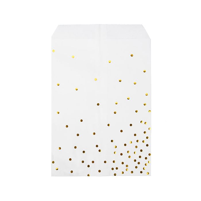 Paper Bags White with Gold Dots 12,7x20,3 cm