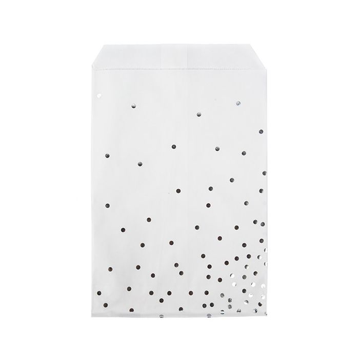 Paper Bags White with Silver Dots 12,7x20,3 cm