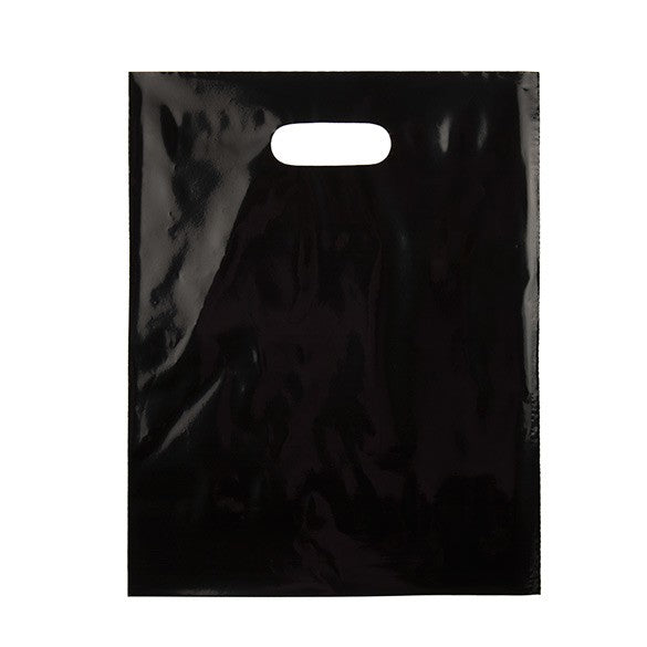 Sac à poignées noir 60 Micron 30.5x38.1cm PE-BD (100 Pièces) [H1215BK1]