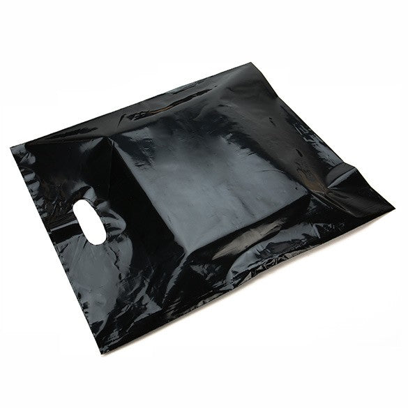 Sac à poignées noir 60 Microns PE-BD 38.1x45.7 cm (100 Pièces) [H1518BK1]