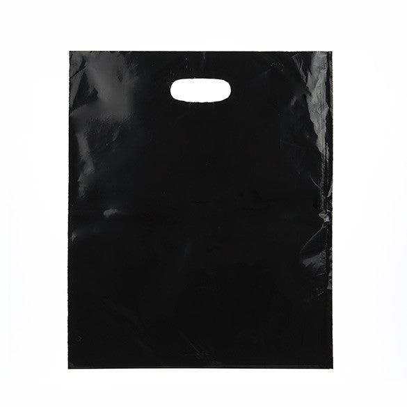 Sac à poignées noir 60 Microns PE-BD 38.1x45.7 cm (100 Pièces) [H1518BK1]
