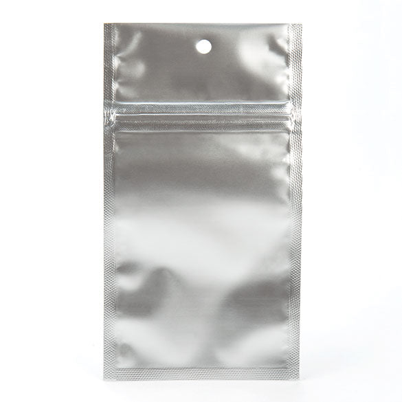 Sachet zip haute barrière avec trou de suspension argent métallisé 7.6x11.4cm (100 pièces) [HZBB3MS]