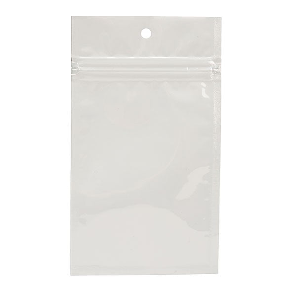 Sachet zip haute barrière avec trou de suspension blanc métallisé 7.6x11.4cm (100 pièces) [HZBB3MW]