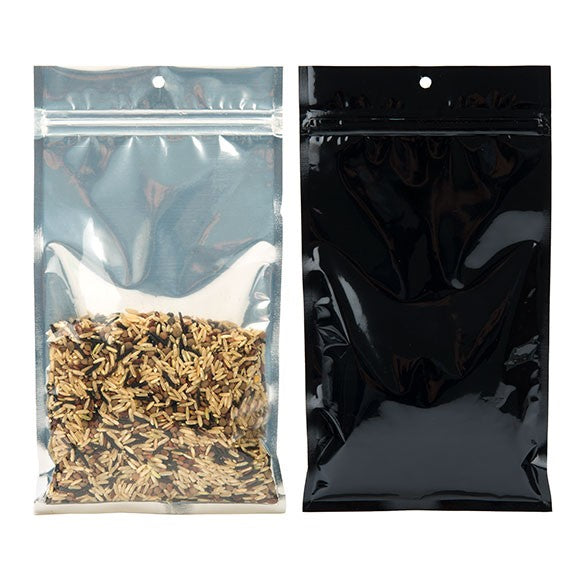 Sachet zip haute barrière avec trou de suspension et dos noir métallisé 12,7x20,8cm (100 pièces) [HZBB6CB]