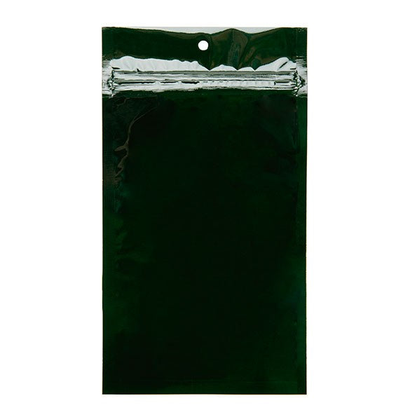 Sachet zip avec trou de suspension vert chasseur métallisé 12,5x20,8cm (100 pièces) [HZBB6HG]