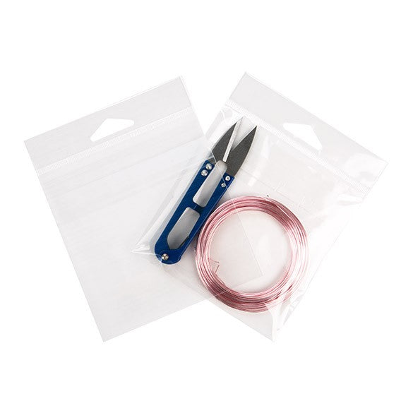 Sachet à trou de suspension refermable par le haut transparence cristalline 10.8x10.8cm (100 pièces) [HBT44]