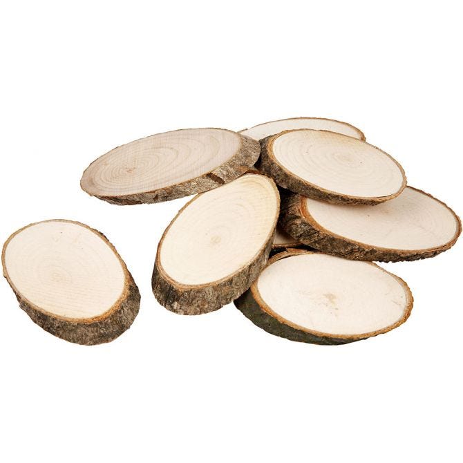 Wooden Discs, approx. 7.5x4.5 cm, thickness 8 mm, 20pcs