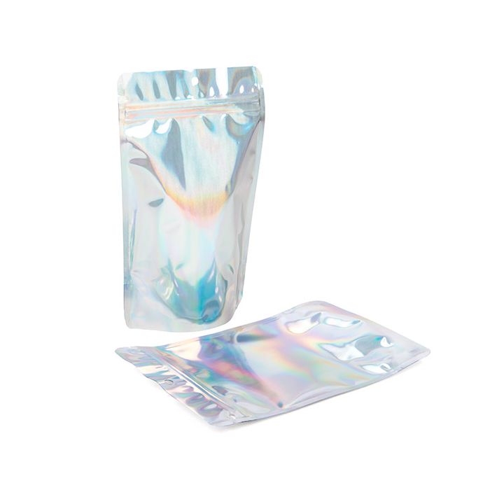 Doypack Iridescentes/Holographiques 13x7,9x20,6cm Avec Hanghole (25 pièces) [ZBGH3]