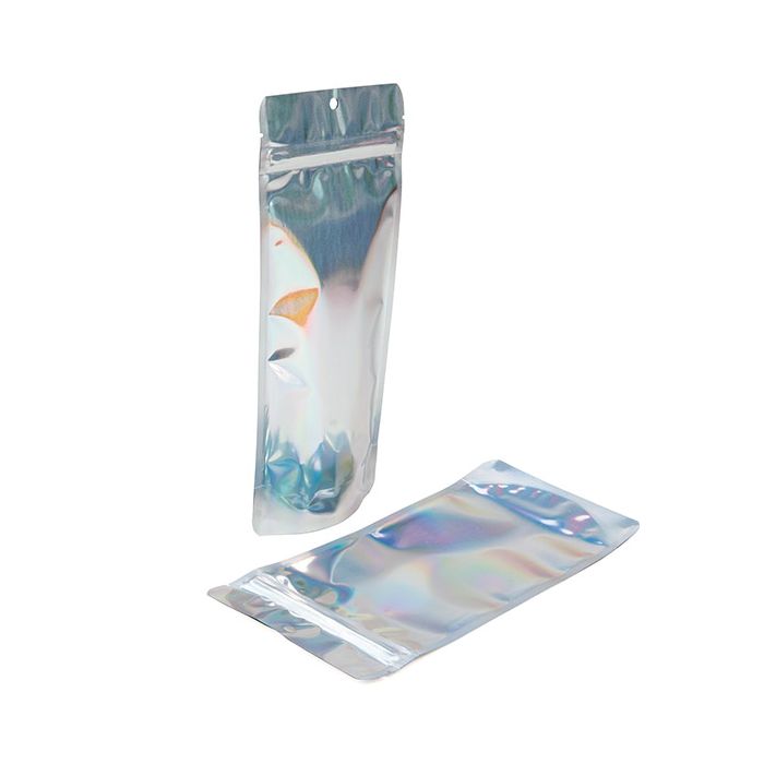 Doypack Holographic 10.8x6x23.8cm avec trou de suspension (25 pièces) [ZBGH1N]