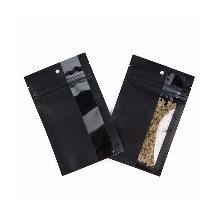 Sachet Zip Noir avec fenêtre verticale 9,2x12,7 cm (100 pièces) [HZBV4MB]