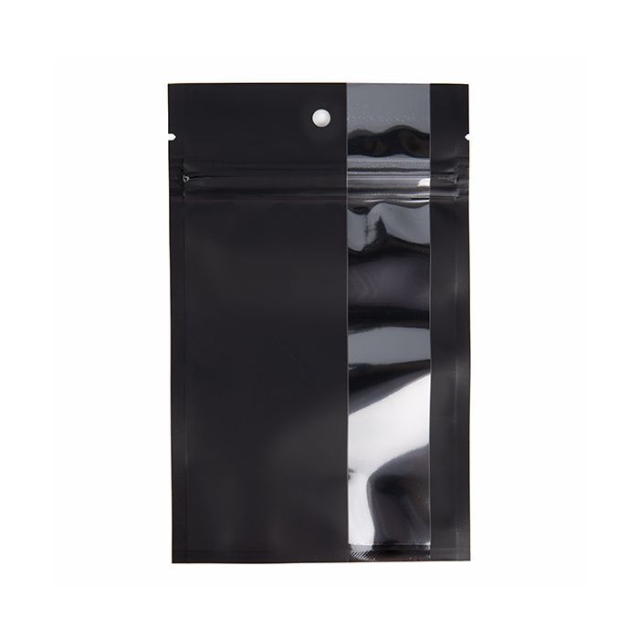 Sachet Zip Noir avec fenêtre verticale 9,2x12,7 cm (100 pièces) [HZBV4MB]