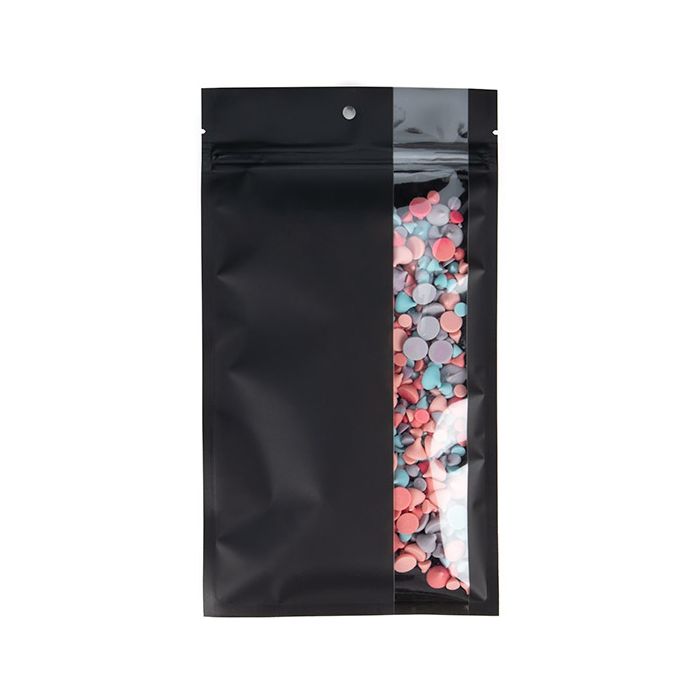 Grip Seal Bags Matte Black w/ Vertical Window 12,7x20,8 cm