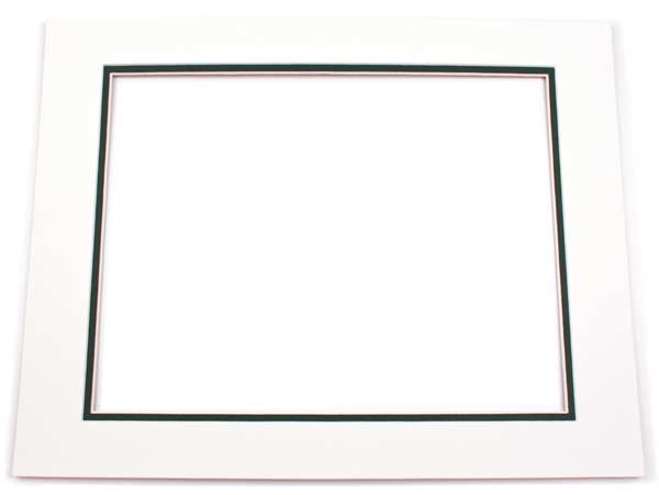 Mount Board Double thick Ivory/dark Green 27.9x35.6cm with 19.4x24.5cm Window
