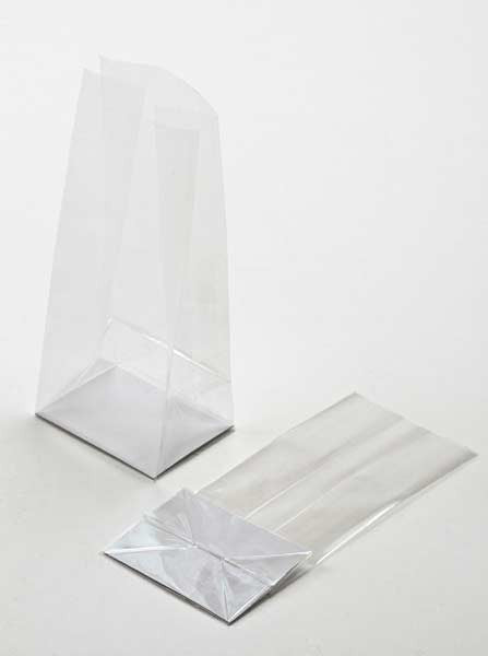 Block Bottom Bags Super Clear 5.1x5.1x21cm with paper insert