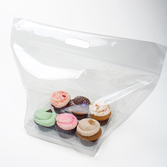 Carrier Bags for 6 Cupcakes 45.6x22.9x30.8cm with Grip Seal