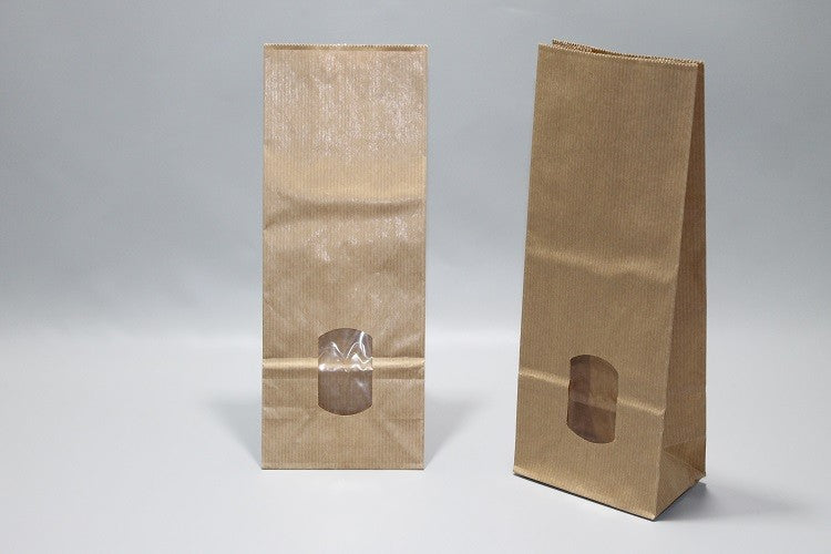 Sac à fond carré en papier kraft blanchi 70g/m2 et fenêtre 10.5x6.5x27.5cm (100 pièces) [PAB1015]