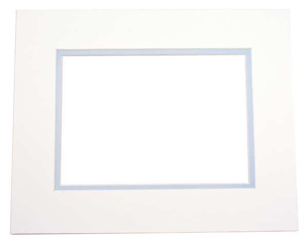 Double Passe Partout Ivoire/Bleu clair. 11x17cm pour le découpage intérieur. 20.3 x 25.4cm (10 Pièces) [MD20020]