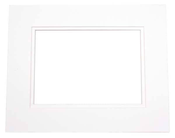 Double Passe Partout Blanc/Blanc. 19 x 24cm pour le découpage intérieur. 27.9 x 35.6cm (10 Pièces) [MD20148]