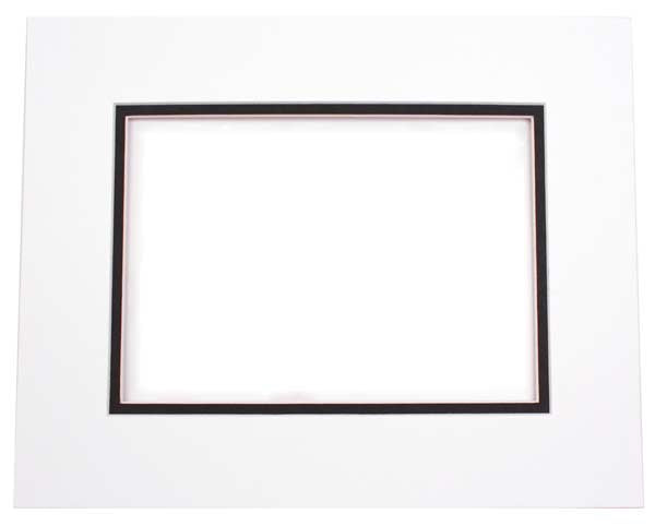 Double Passe Partout Blanc/Noir. 19x24cm pour le découpage intérieur. 27.9 x 35.6cm (10 Pièces) [MD20021]