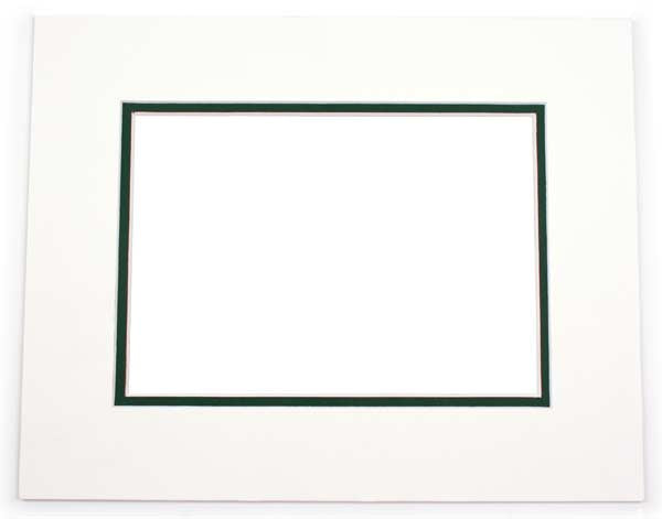 Double Passe Partout Blanc/Vert Foncé. 19 x 24cm pour le découpage intérieur. 27.9 x 35.6cm (10 Pièces) [MD20208]