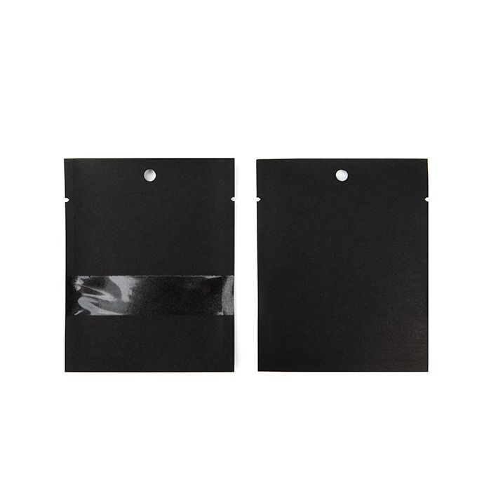 Sachets Kraft Noir Ecologique 7,6x10,2 cm Thermosoudable avec fenêtre (100 pièces) [KHS34BKW]