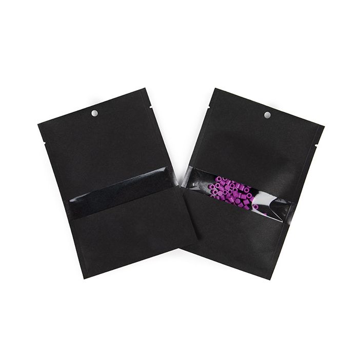 Sachets Kraft Noir Ecologique 10,2x15,2 cm Thermosoudable avec fenêtre (100 pièces) [KHS46BKW]