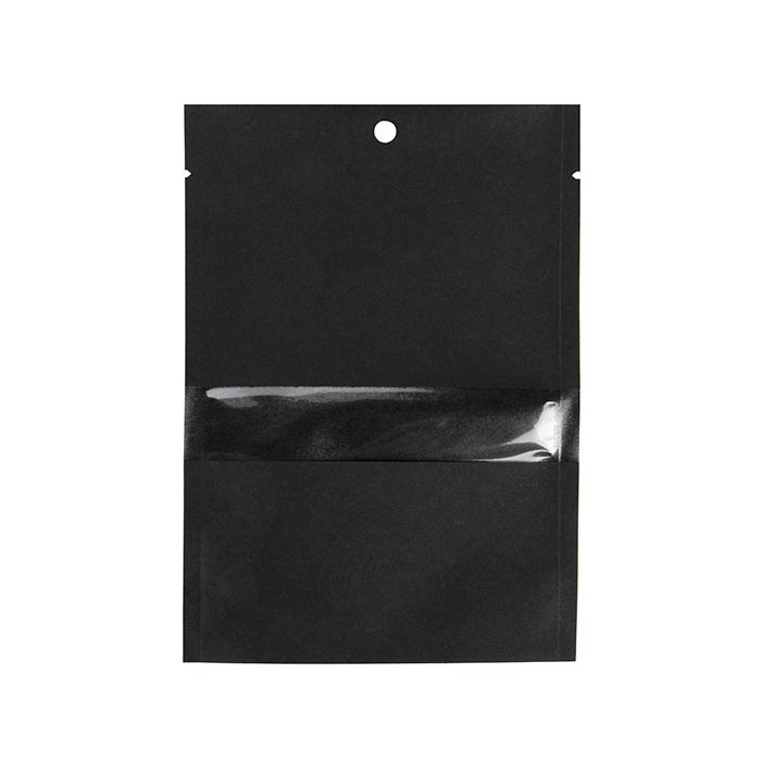 Sachets Kraft Noir Ecologique 10,2x15,2 cm Thermosoudable avec fenêtre (100 pièces) [KHS46BKW]
