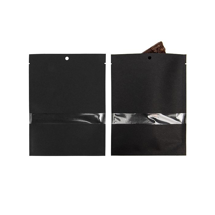 Sachets Kraft Noir Ecologique 12,7x17,8 cm Thermosoudable avec fenêtre (100 pièces) [KHS57BKW]