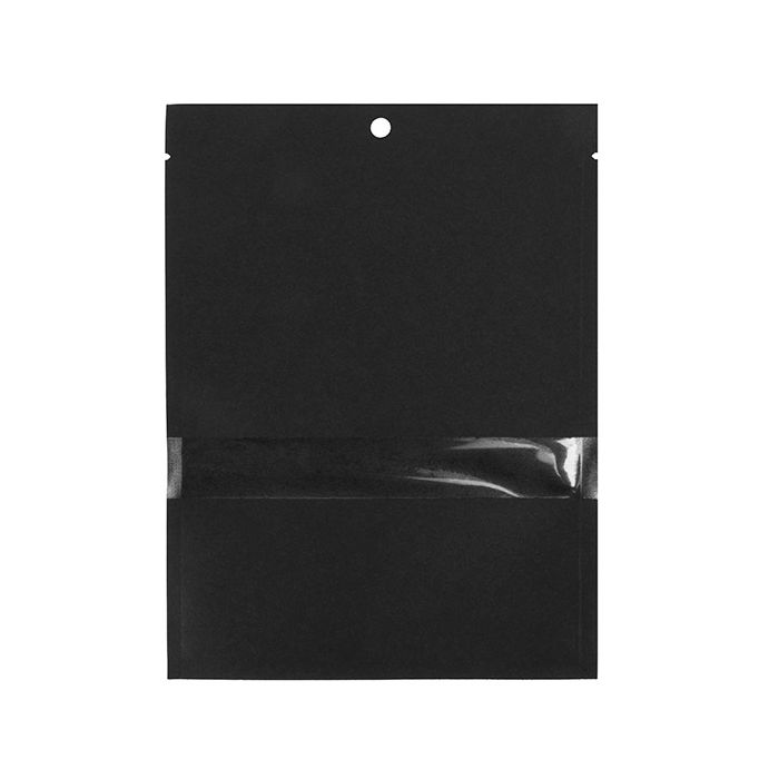 Sachets Kraft Noir Ecologique 12,7x17,8 cm Thermosoudable avec fenêtre (100 pièces) [KHS57BKW]