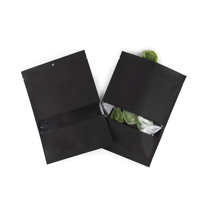 Sachets Kraft Noir Ecologique 15,2x22,9 cm Thermosoudable avec fenêtre (100 pièces) [KHS69BKW]