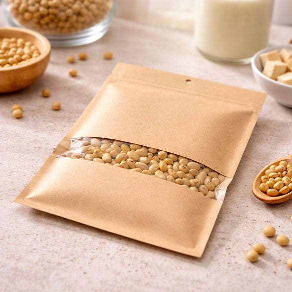 Sachet Kraft compostable et Thermoscellable ouvert avec fenêtre 15,2x22,9cm (100 Pieces) [KHS69W]