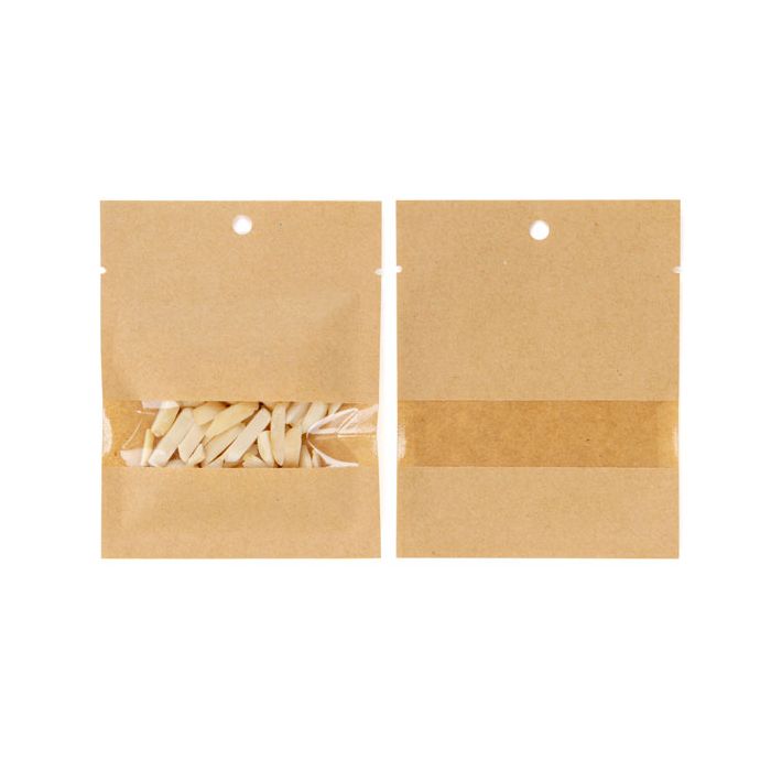 Sachet Kraft compostable et Thermoscellable ouvert avec fenêtre 8,5x10,5cm (100 Pieces) [KHS34W]