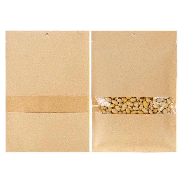 Sachet Kraft compostable et Thermoscellable ouvert avec fenêtre 15,2x22,9cm (100 Pieces) [KHS69W]