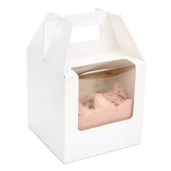 Boîte à poignée en papier blanc 10,2x10,2x10,2 cm avec fenêtre (25 pièces) [WGWG57]