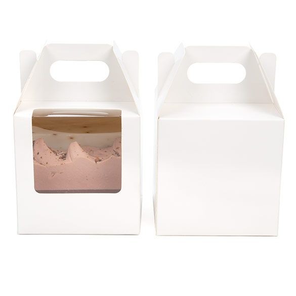 Boîte à poignée en papier blanc 10,2x10,2x10,2 cm avec fenêtre (25 pièces) [WGWG57]