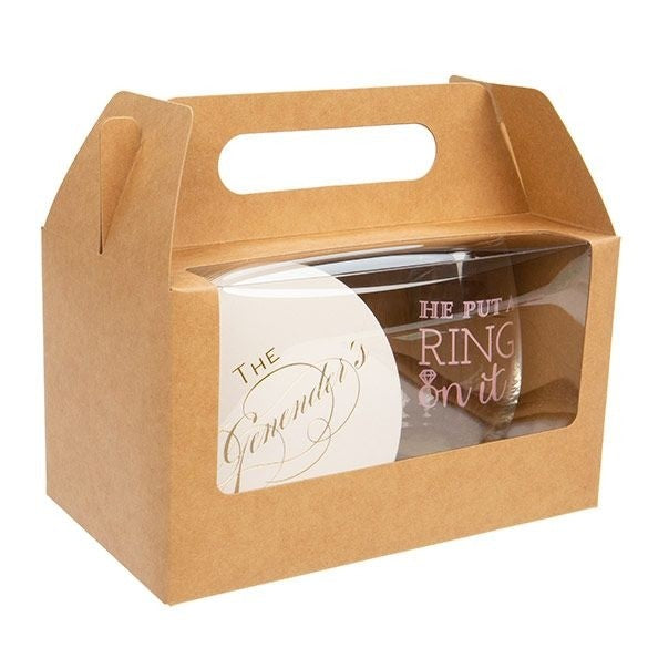 Boite Kraft à Poignée 17.8x10.2x10.2 cm avec fenêtre (25 pièces) [WKRG173]