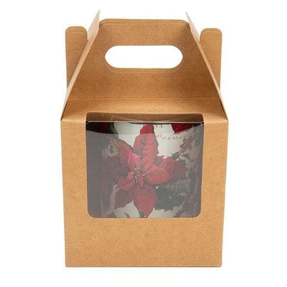 Boîte à poignée en papier kraft 10,2x10,2x10,2 cm avec fenêtre (25 pièces) [WKRG57]