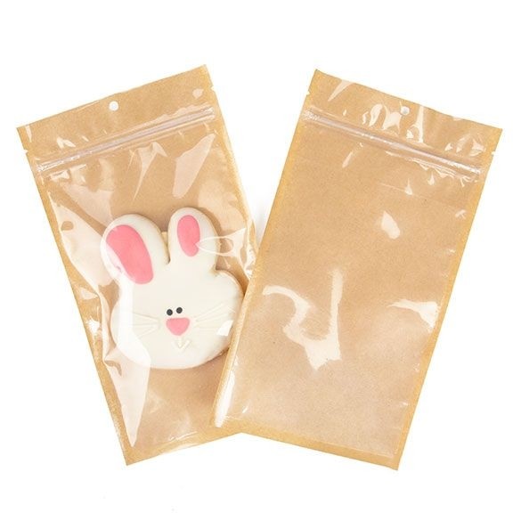 Kraft Barrier Bags with clear front 12.7 x 20.8 cm w/Tear Notches