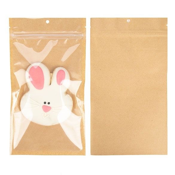 Sachet kraft avec face avant transparente 12.7 x 20.8 cm avec encoches (100 pièces) [HZB6KC]