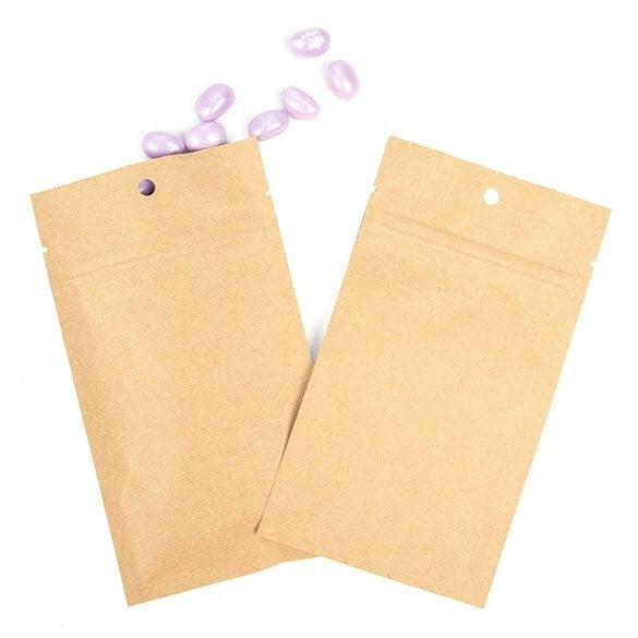 Sachet zip Kraft avec trou rond de suspension 7,6x11,4cm (100 pièces) [HZBB3K]
