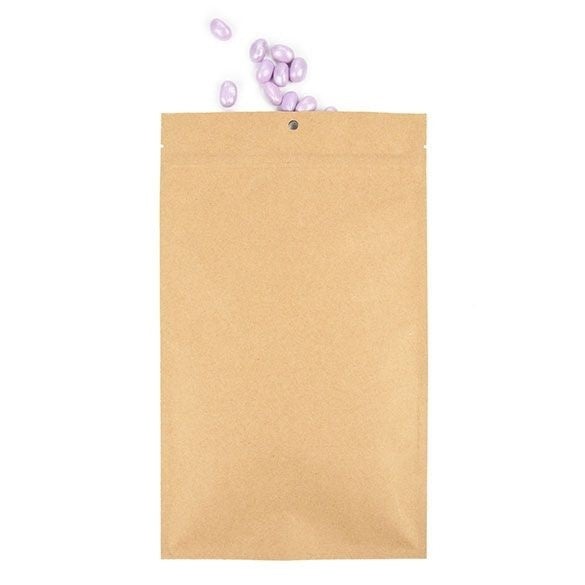 Sachet zip Kraft avec trou rond de suspension 15,2x23,5cm avec encoches de déchirure (100 pièces) [HZBB7K]