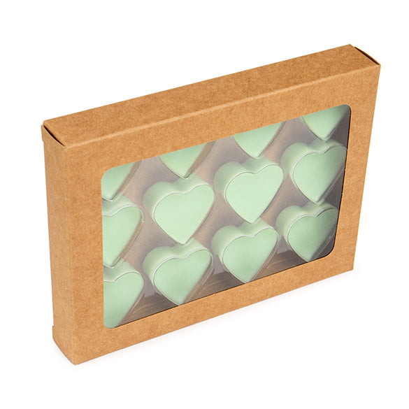 Boites kraft avec inserts coeurs pour bonbons artisanaux 10,2x2,1x13,8cm (25 pièces) [CNDYH271]