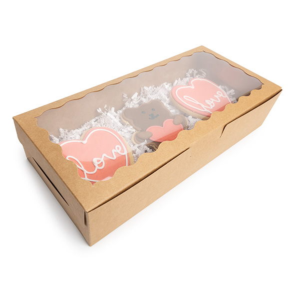 Boîte en papier kraft avec fenêtre festonnée 30x6,5x14 cm (25 pcs) [WKRG125]