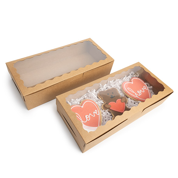 Boîte en papier kraft avec fenêtre festonnée 30x6,5x14 cm (25 pcs) [WKRG125]
