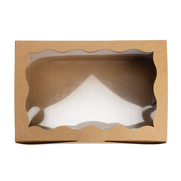 Boîte en papier kraft avec fenêtre festonnée 22,1x7x15,1 cm (25 pcs) [WKRG86]