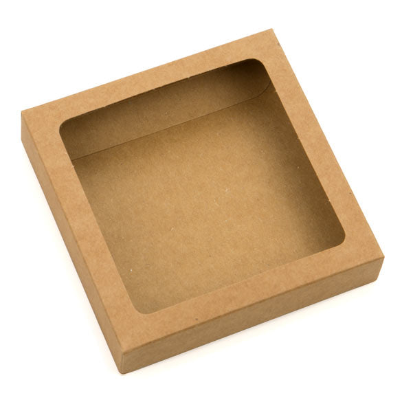 boite en kraft marron avec fenêtre 10.5x2.2x10.5cm (25 Pieces) [WKR245]